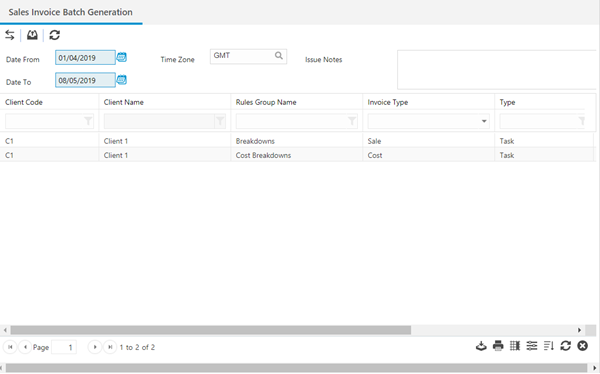 Sales Invoice Batch Generation